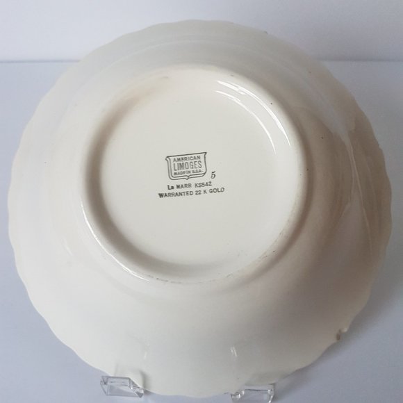 LIMOGES AMERICAN LAMARR KS542 Vegetable Bowl and Plate 22K Gold Filigree Floral - Picture 13 of 16